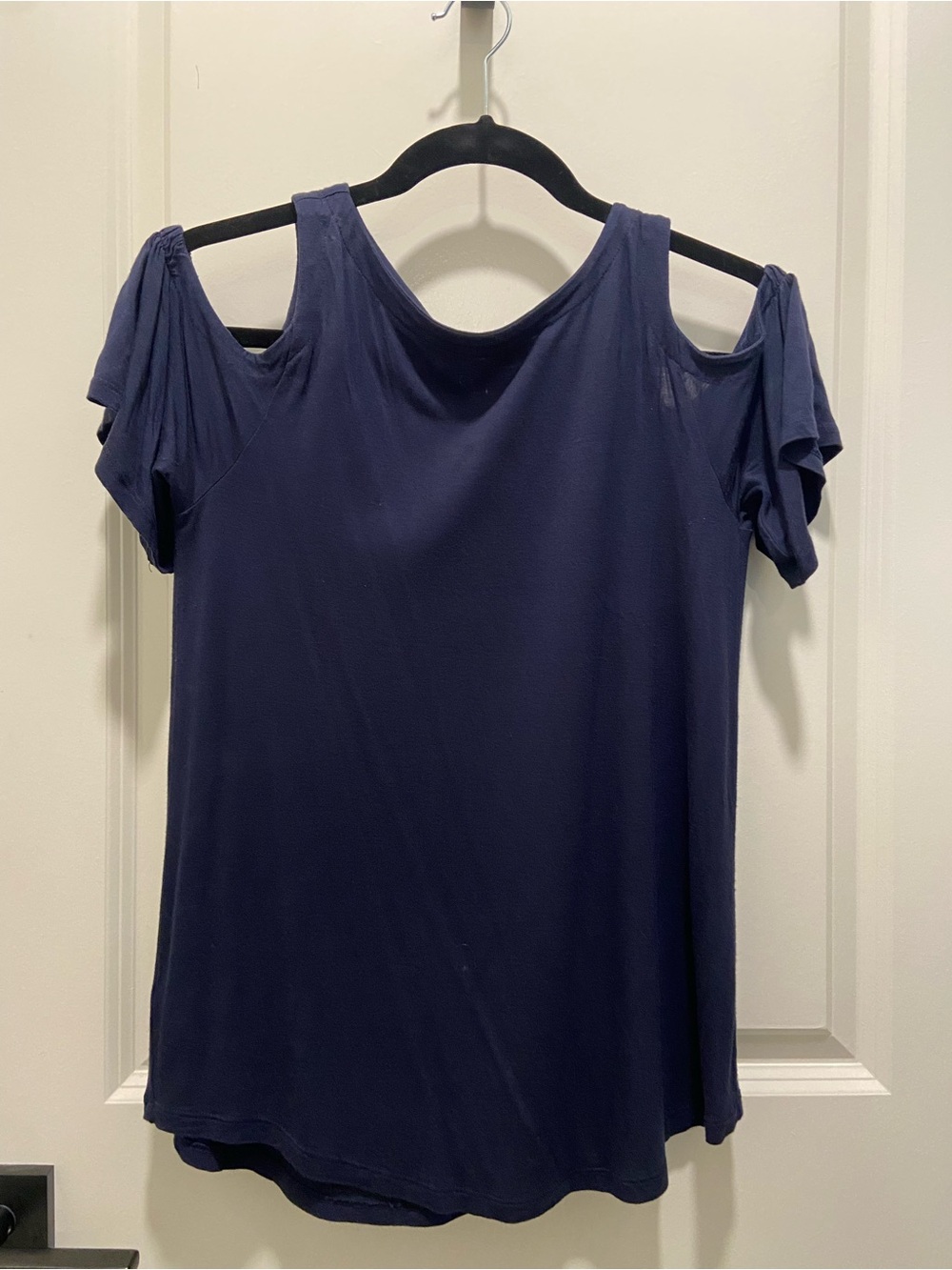 LOFT Navy Blue Cold-Shoulder Tunic Top